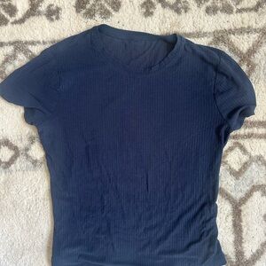 Navy Blue Women's Alo Ribbed Sea Coast Tee